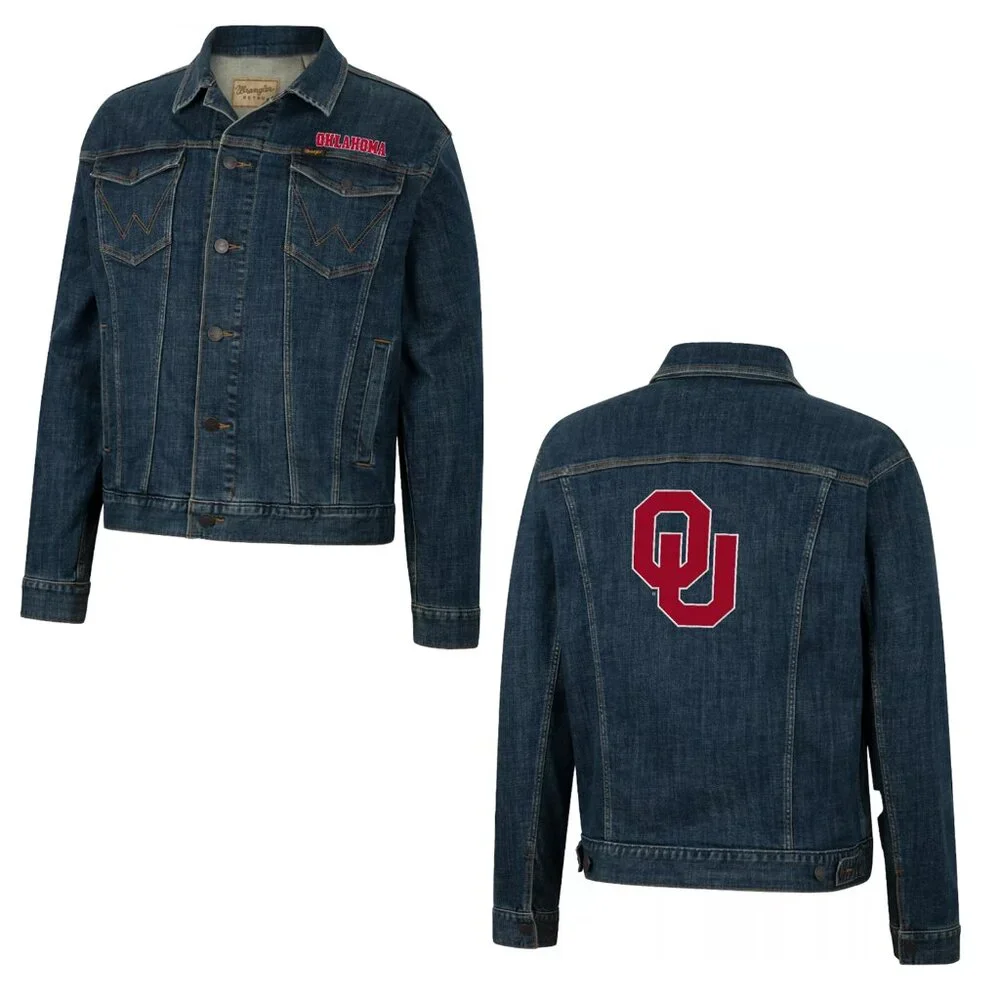 Oklahoma Sooners OU Denim Jacket Men's Large WRANGLER RETRO Series NEW With Tags - Picture 3 of 3